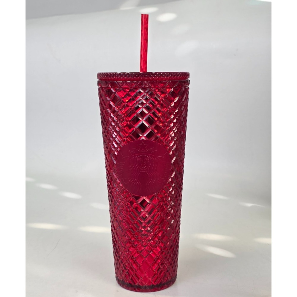 Starbucks Holiday 2021 Red Jeweled Tumbler 24oz Cold Cup Venti Diamond Excellent